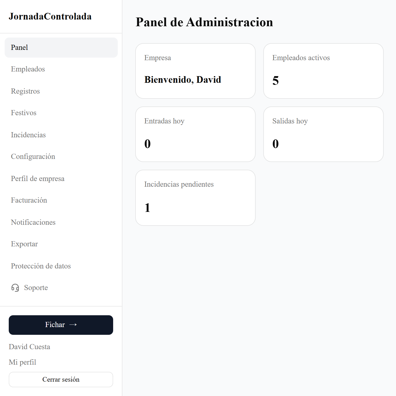 panel de administracion JornadaControlada.es